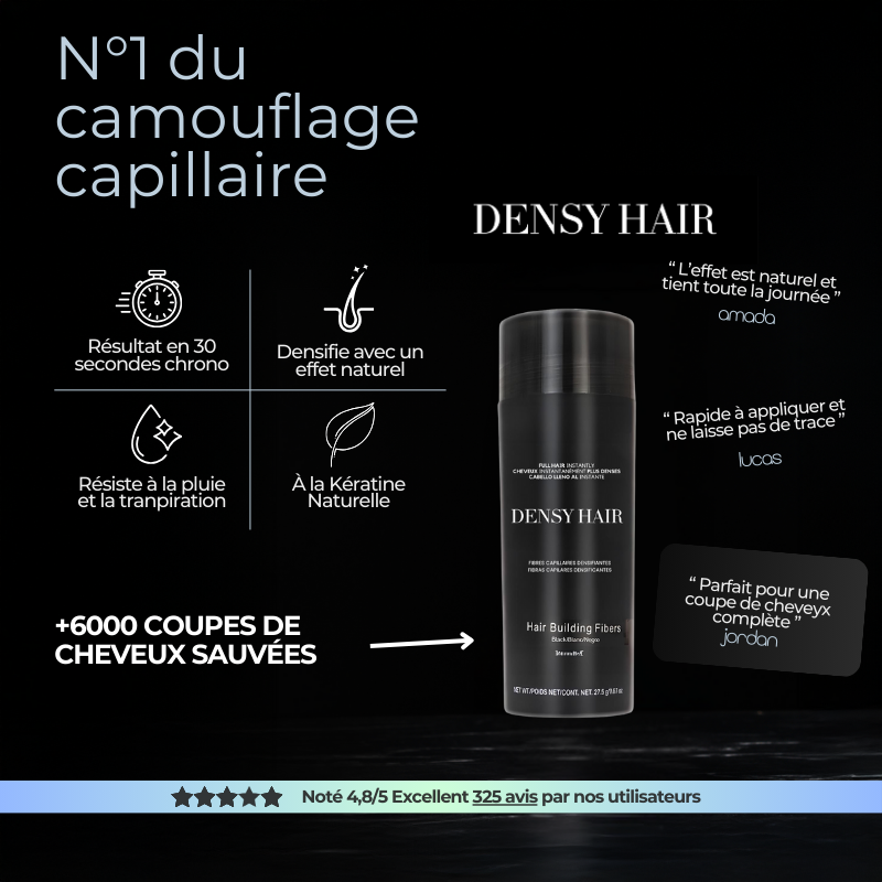 Kit 4 pièces Densy Hair® - Fibres capillaires densifiantes + Fixateur