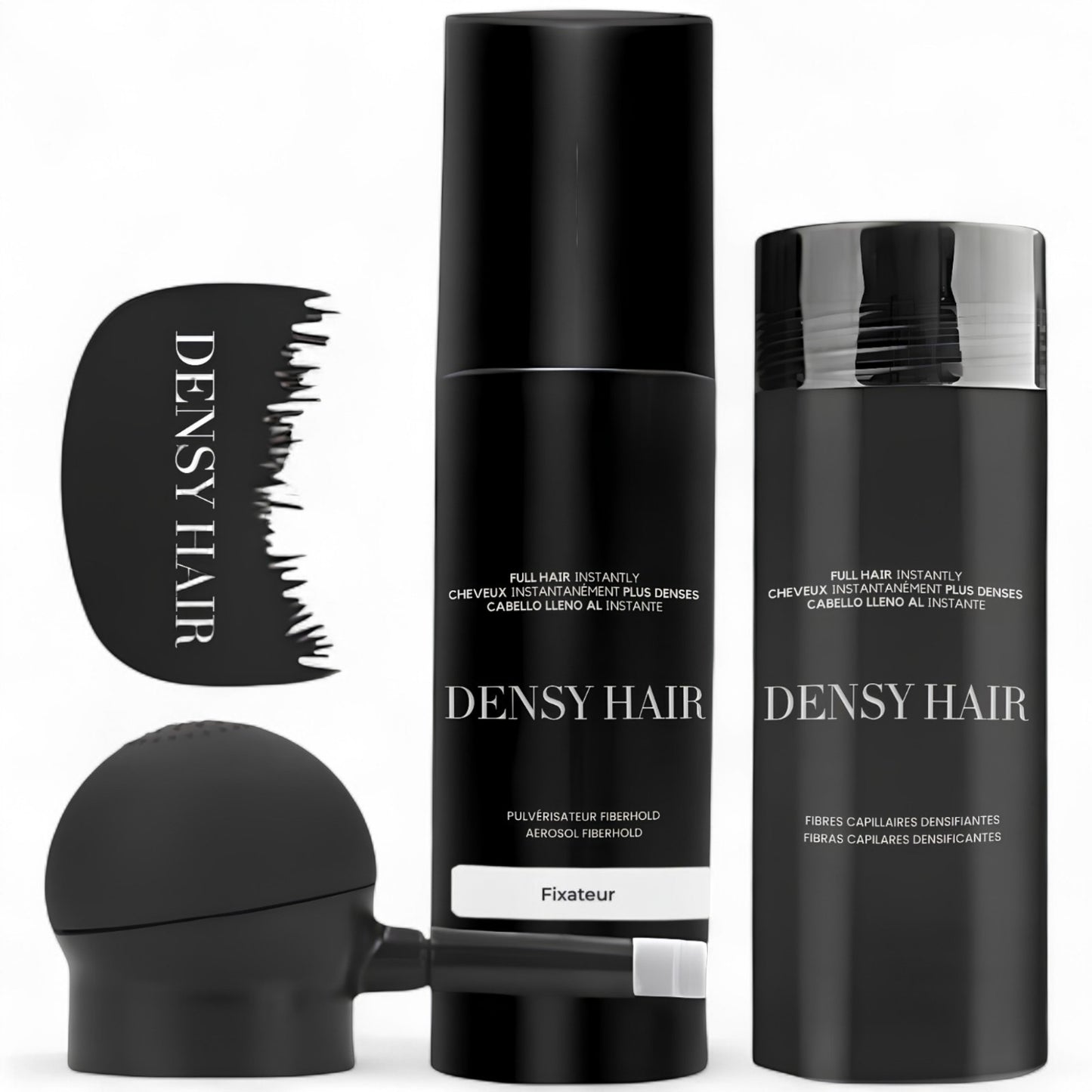 Kit 4 pièces Densy Hair® - Fibres capillaires densifiantes + Fixateur